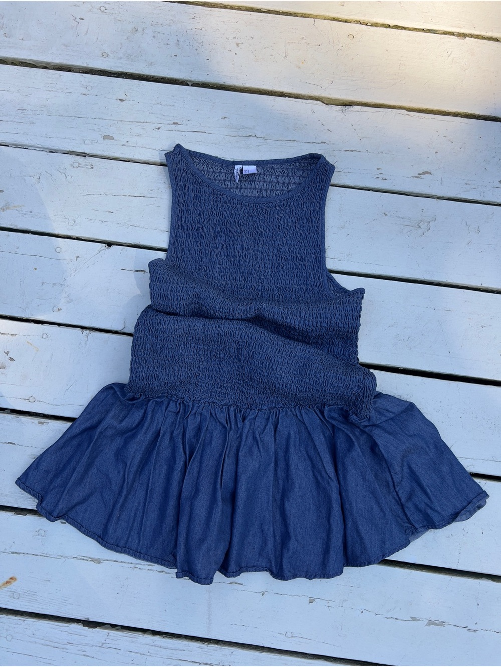 H&M Navy Smocked Mini Dress with Twirl Skirt